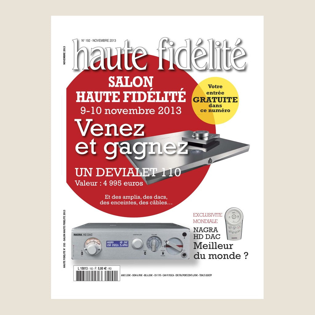 Couverture du magazine Haute Fidélité n°192 - Novembre 2013