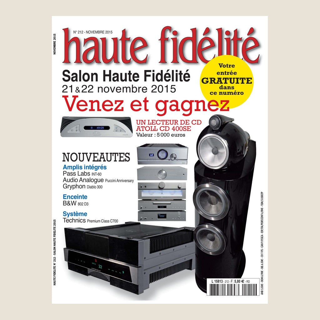 Couverture du magazine Haute Fidélité n°212 - Novembre 2015